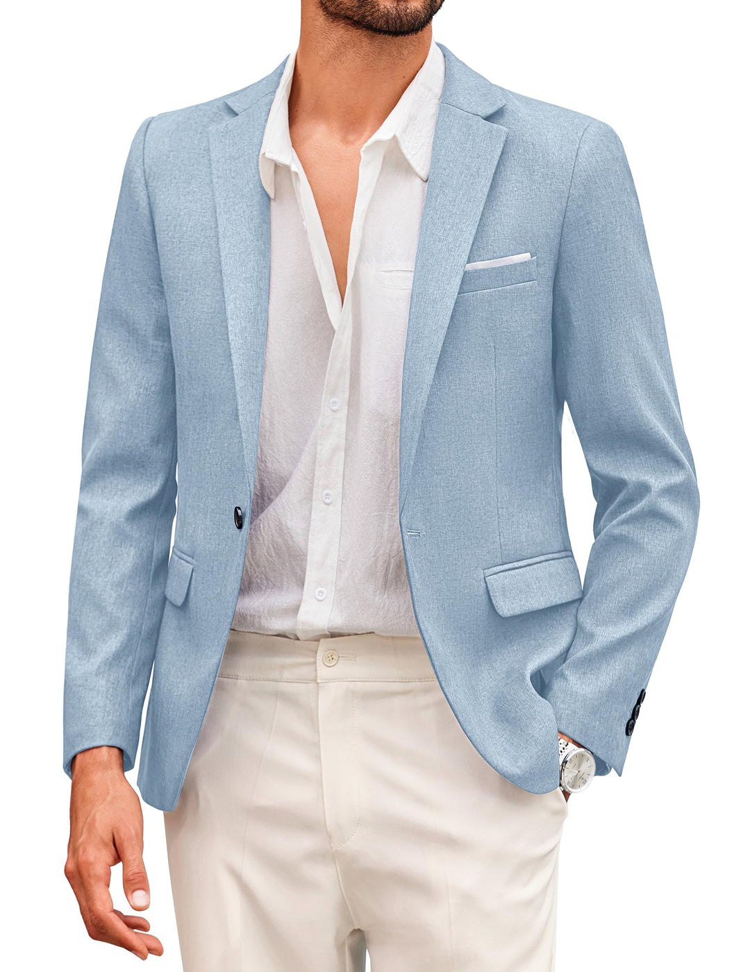 COOFANDY Herren Sakko Sportlich Modern Freizeit Blazer Jackett 1 Knopf Business Anzugjacke Regular F