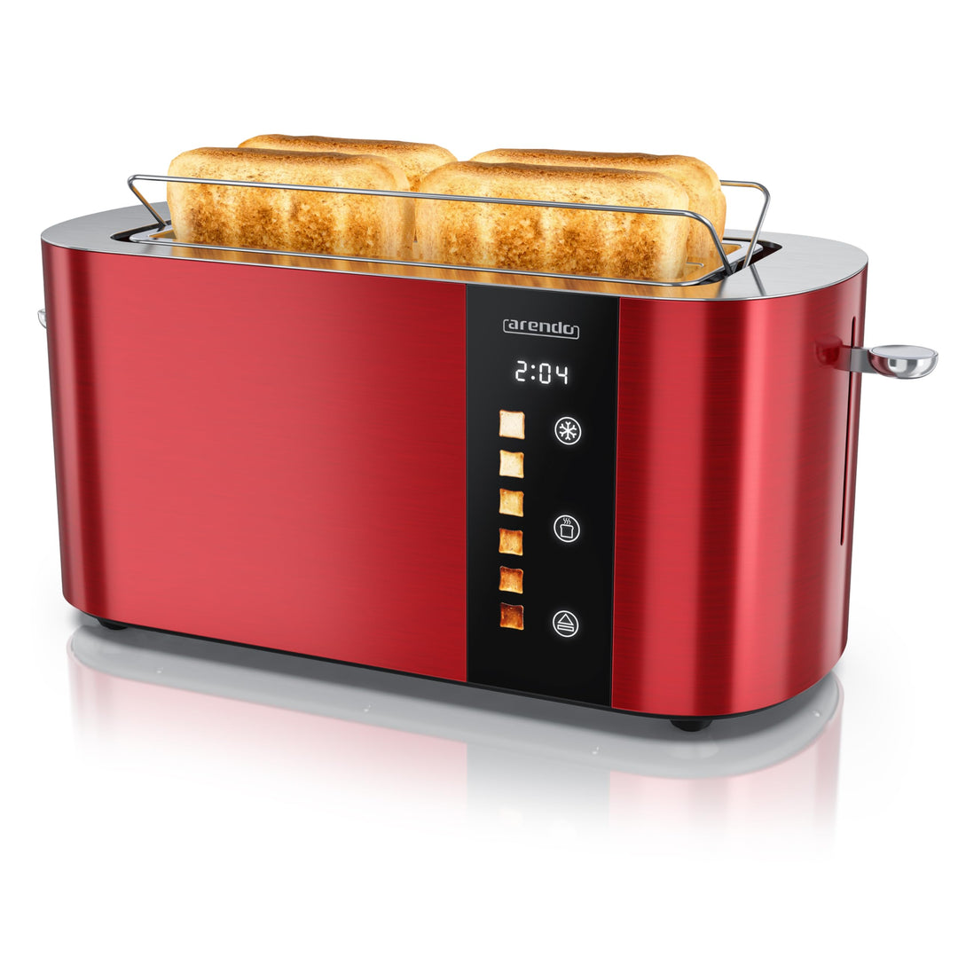 Arendo - Edelstahl Toaster 4 Scheiben Langschlitz - Touchscreen – Doppelwandgehäuse – 1500 W – Integ