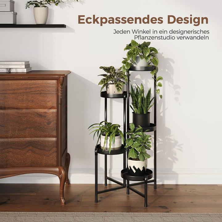 Bamworld Blumenständer Metall 5 Ebenen, Modernes Pflanzenregal für Innen und Aussen, Stabiler Pflanz