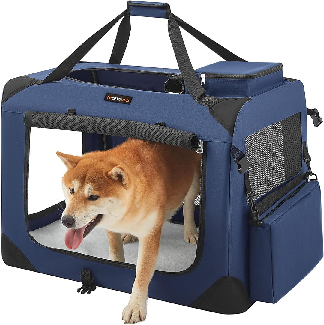 Feandrea Hundebox faltbar, Transportbox Hund, Grösse L, Hundetasche, Oxford-Gewebe, Netzstoff, atmun