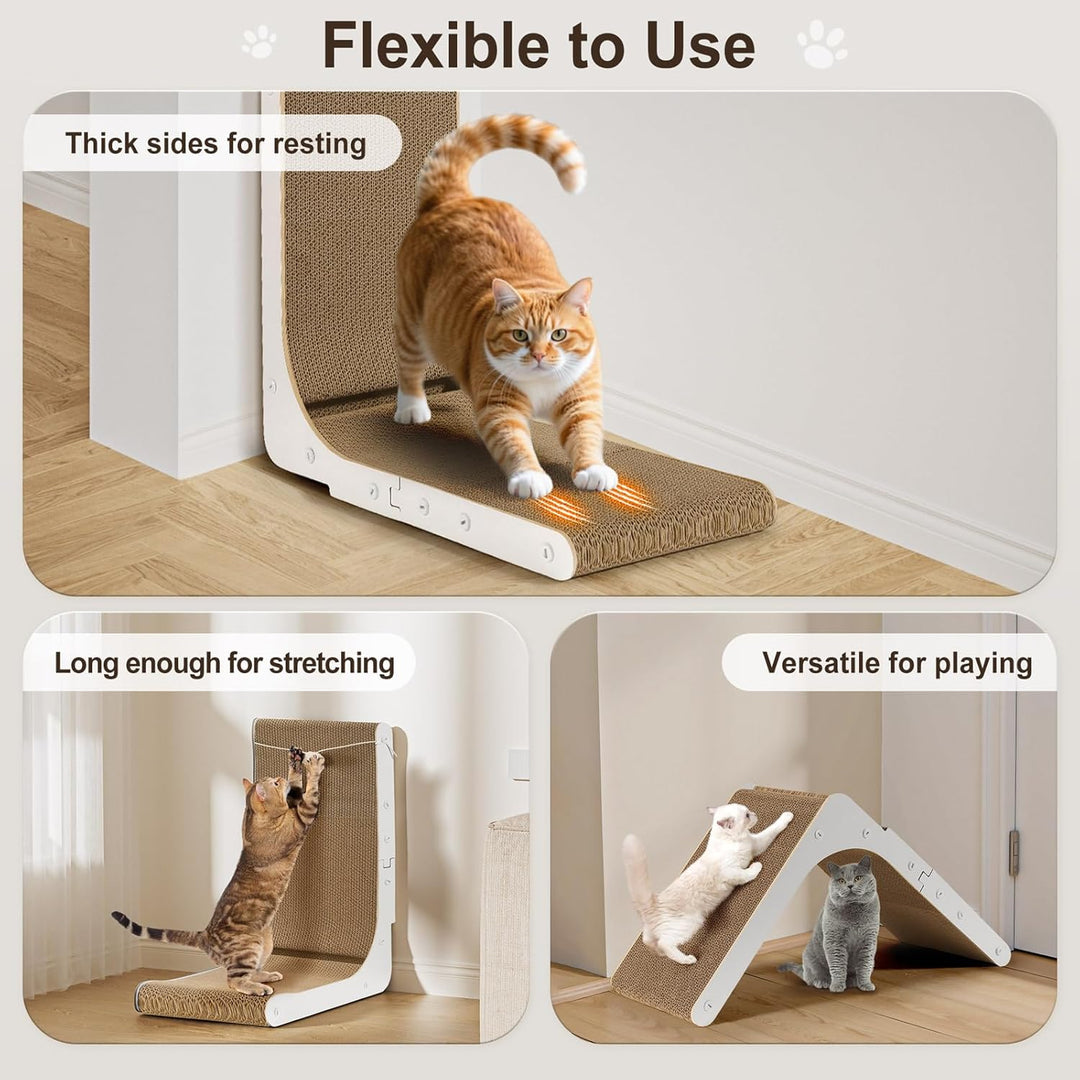 Gimars Hohe 47cm L-förmige Kratzbrett Katze mit Minzball, vertikale Kratzpappe für Katzen, langlebig