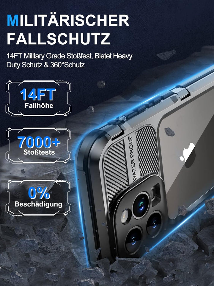 WIFORT für iPhone 13 Pro Hülle wasserdichte,360 Grad Outdoor Schutzhülle mit Kameraschutz Displaysch