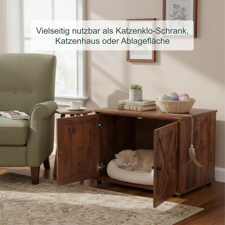 Relaxdays Katzenschrank für Katzentoilette, Trennwand, Eingang, Katzenklo verstecken, HBT: 50x80x53