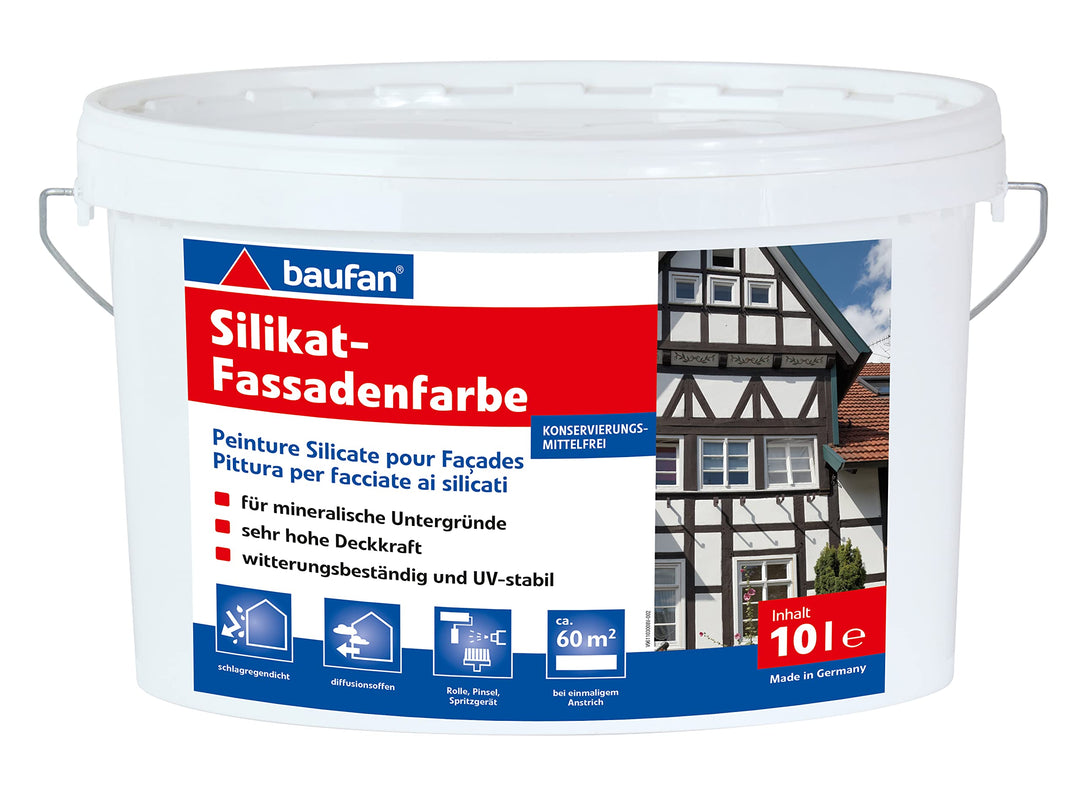 Baufan Silikatfassadenfarbe 10 Liter weiss innen und aussen