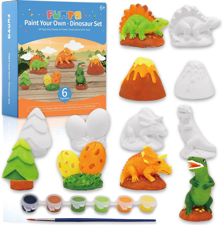 Funto Paint Your Own Dinosaurs Painting Kit, 13 PCS Kunst und Handwerk Set für Kinder, STEAM Projekt