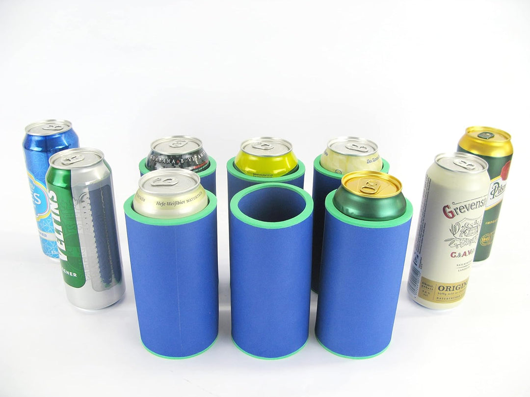 6er Set Blaue Getränkekühler 0,5l Dose - Bierkühler - Neoprenkühler - passgenau ~Dosenkühler~ für al