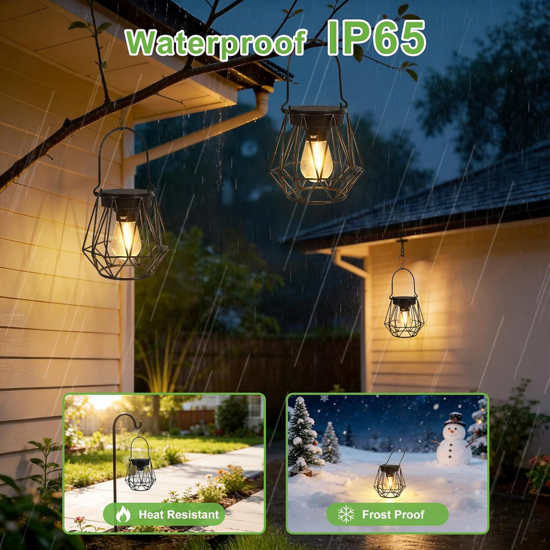 Kimjo Solarlaterne für Aussen, Solarlampen für Aussen Garten Hängend/Stehend, IP65 Wasserdicht Solar