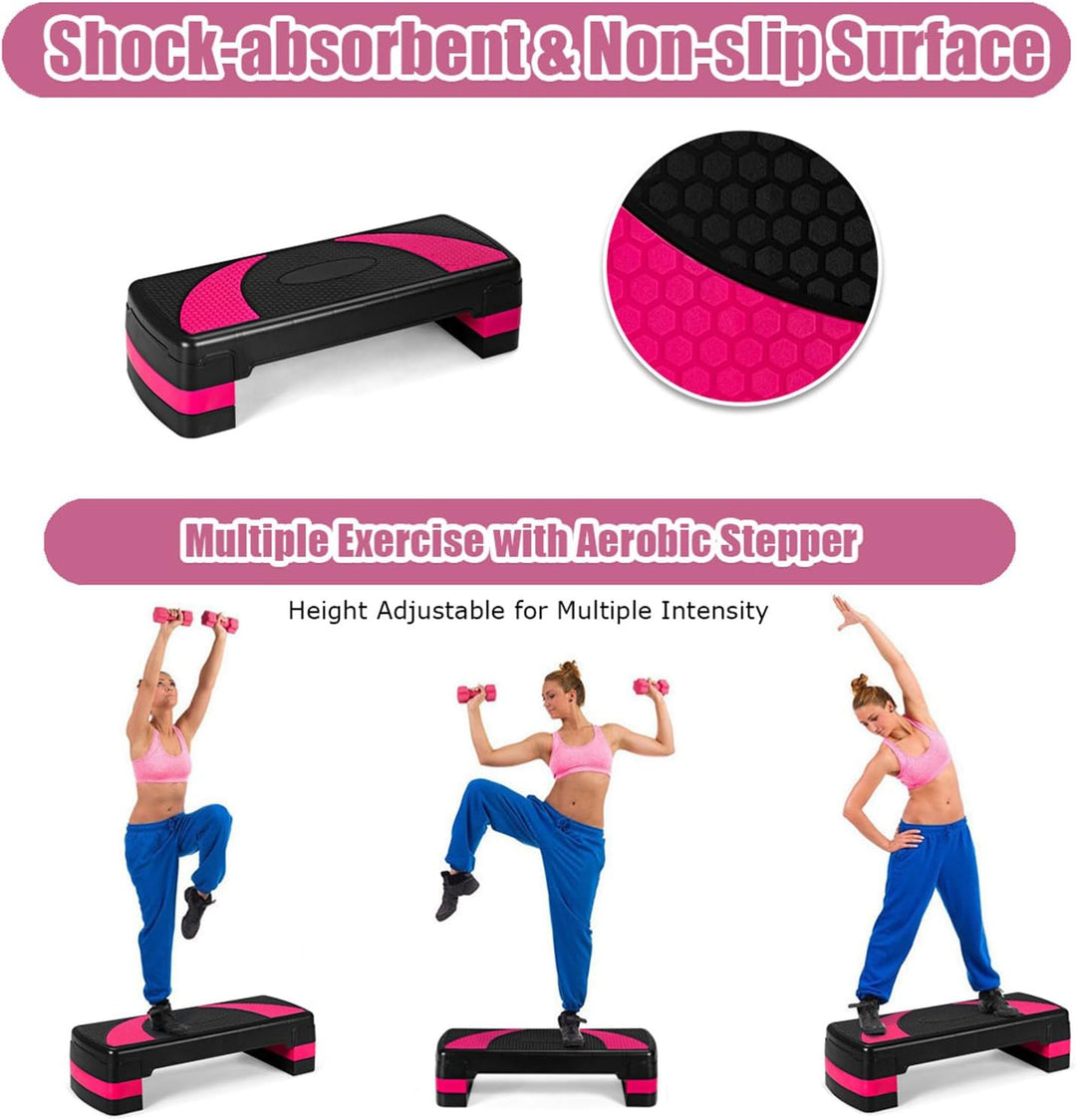 KOMFOTTEU Stepbrett Fitness Stepper, Aerobic Steppboard 10/15/21 cm Höhenverstellbar, Step Bench Tra