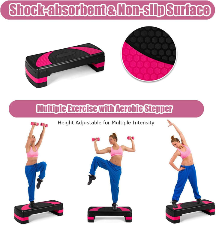 KOMFOTTEU Stepbrett Fitness Stepper, Aerobic Steppboard 10/15/21 cm Höhenverstellbar, Step Bench Tra