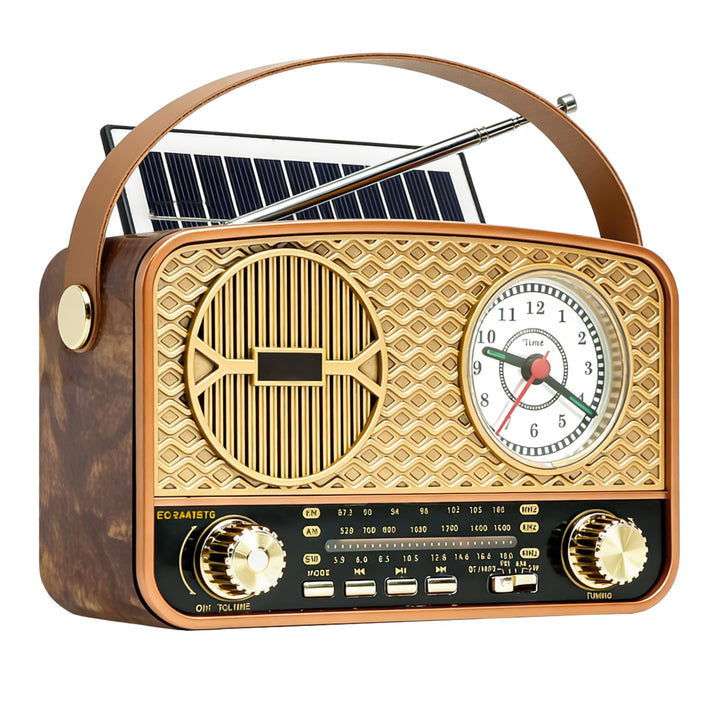 Radio Tragbar AM/FM/SW, Retro Radio, Solar Radio, Bluetooth Lautsprecher, Küchenradio, USB/TF/AUX Fu