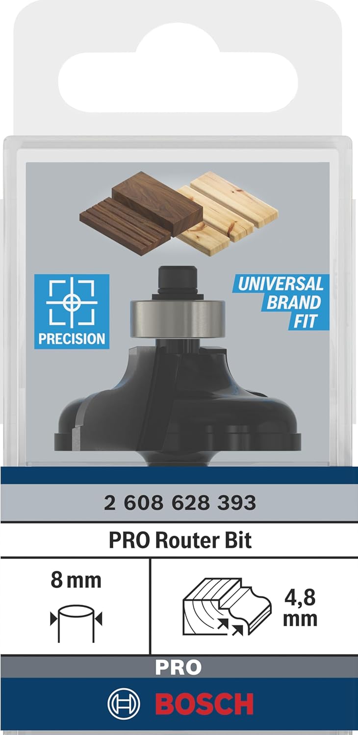 Bosch Professional 1x Kantenformfräser Standard for Wood (für Holz, Radius 4.8mm, Arbeitslänge 14mm,