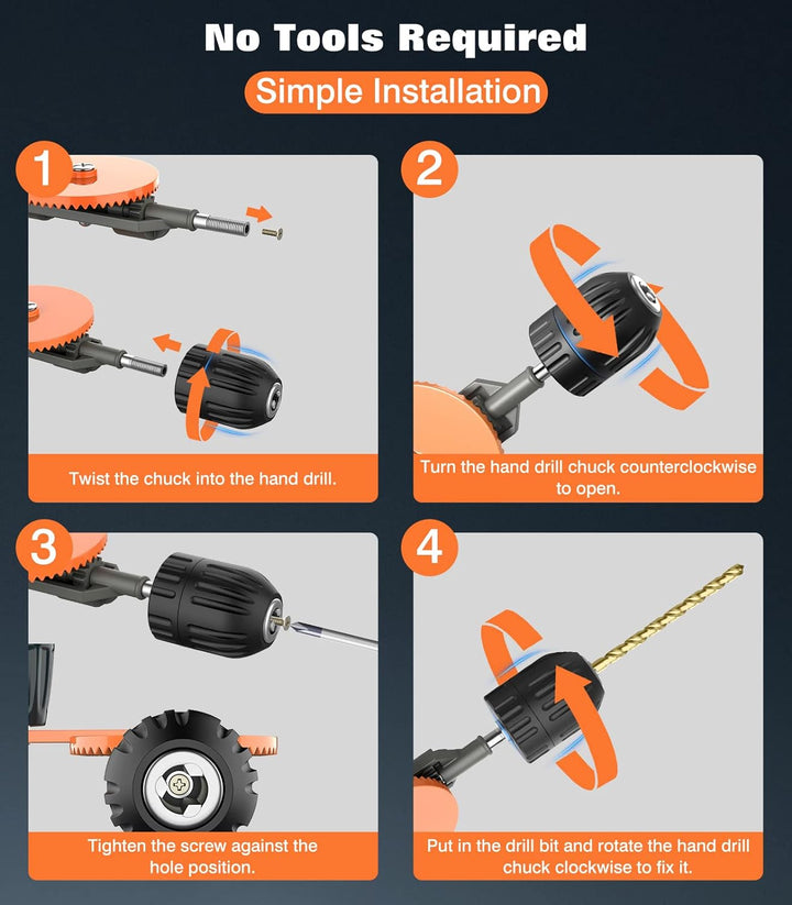 Housolution Handbohrmaschine, Leistungsstark 3/8 Zoll (1-10mm) mit 13 Bohrspitzen Spannfutter Stahlg