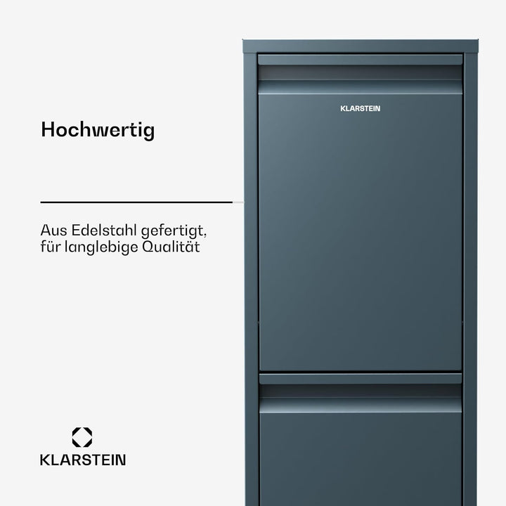Klarstein Mülleimer 2 Fächer - 36 L Trennsystem, Edelstahl, Wandmontage, Geruchsverschluss, Kompakt