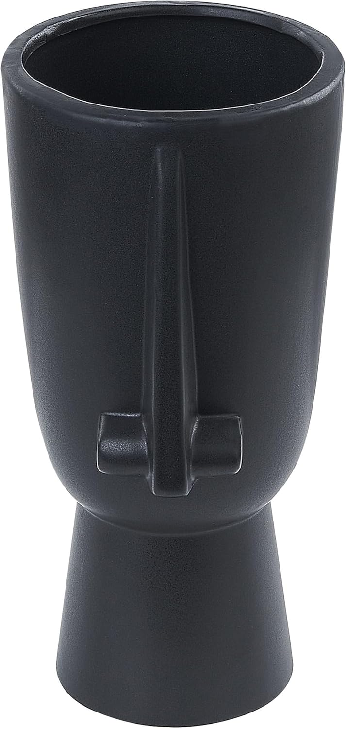 Blumenvase Keramik handgefertigt schwarz 22 cm Gesichtsmotiv Modern Artemis