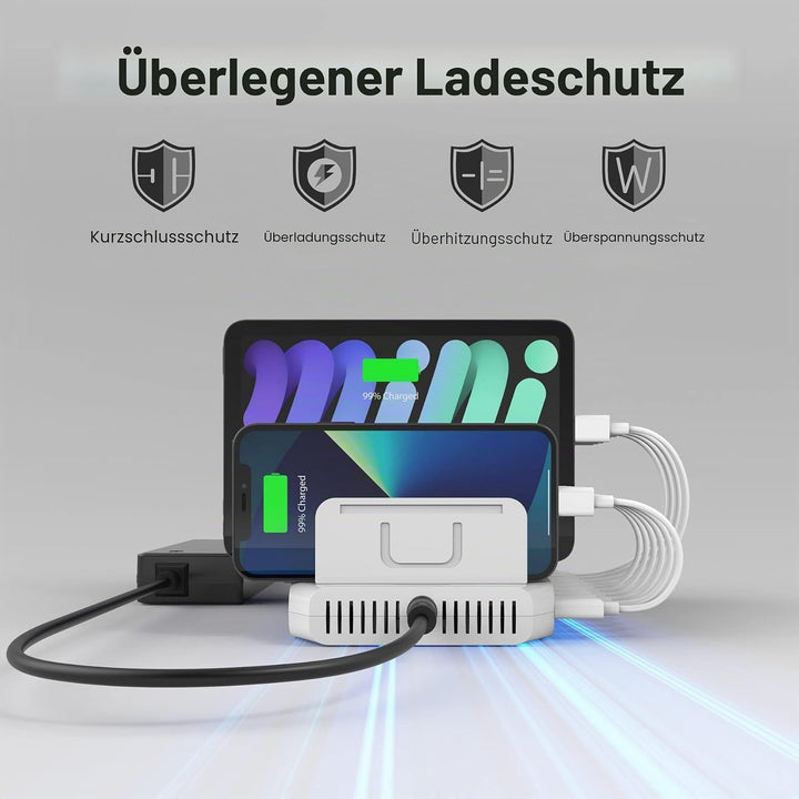 Unitek 96W 10 Ports USB Ladestation für mehrere Geräte mit 2*QC3.0 und Smart IC Organizer für Handys