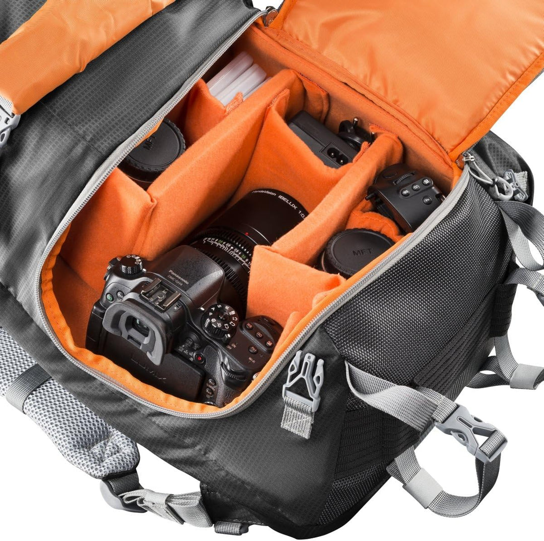 Mantona 20586 ElementsPro 30 Outdoor Rucksack (inkl. abnehmbarem Hüftgurt und Regenhülle, geeignet f