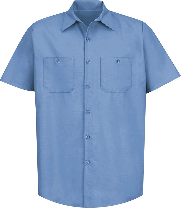Red Kap Herren Industrial Regular Fit Kurzarm Button-Down-Arbeitshemd XL Hellblau, XL Hellblau