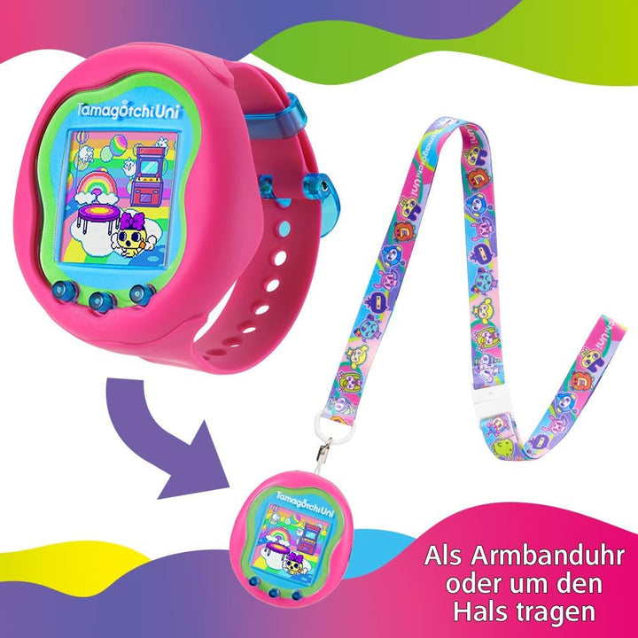 BANDAI - Tamagotchi Uni - Verbindungsfähiges Tamagotchi mit Armbanduhr - Virtuelles Haustier - Rosa