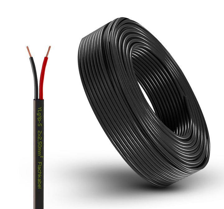 Fahrzeugleitung Anhängerkabel Rund oder Flach Kabel rot/schwarz 2X 0,75 1,0 1,5 mm² 2-adrig 6-24 Vol