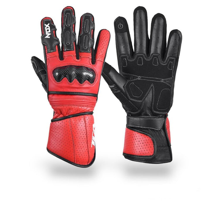 TLA NOX Leder-Motorradhandschuhe mit CE-geprüftem Knöchelschutz, Grössen bis 4XL für Männer und Frau