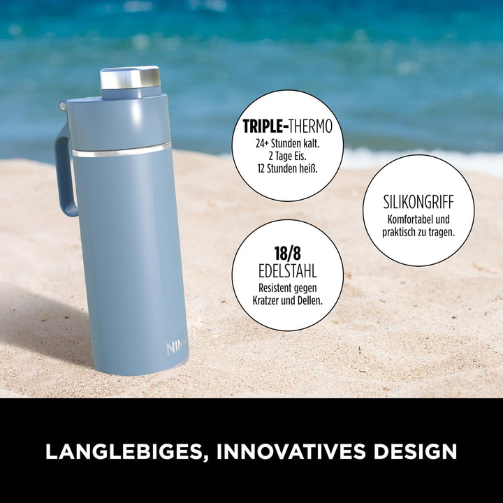 Ninja Thirsti Wasserflasche/Thermobecher to go, 700ml, auslaufsicherer Deckel, für kohlensäurehaltig