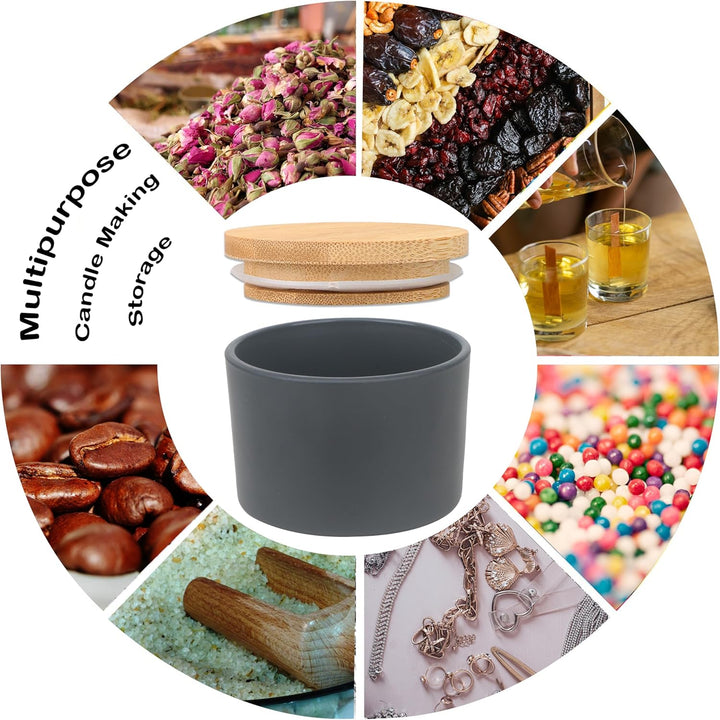 MILIVIXAY 20 Stück 118 ml mattschwarze Glaskerzengläser mit Deckel und Kerzenherstellungs-Kits – Gro