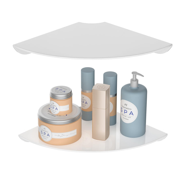 Sezanrpt 24x24CM Acryl Ecke Floating Regal Set von 2, Weiss Ecke Wand Regal für Home Decor, Lautspre