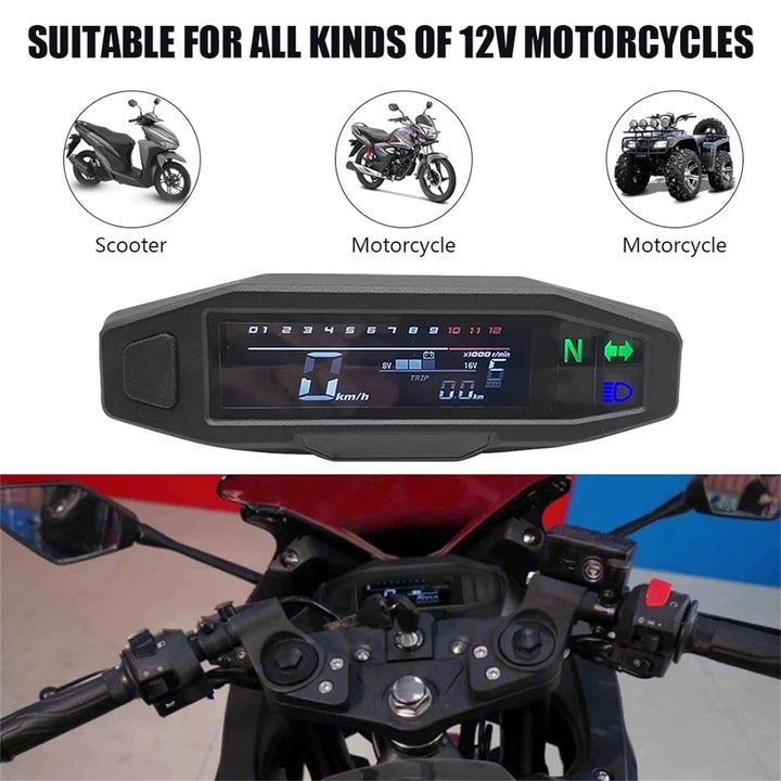 KAOLALI Universal-Digital-Tachometer für Motorrad, mit LCD-Display, Vergaser, Kilometerzähler mit Se