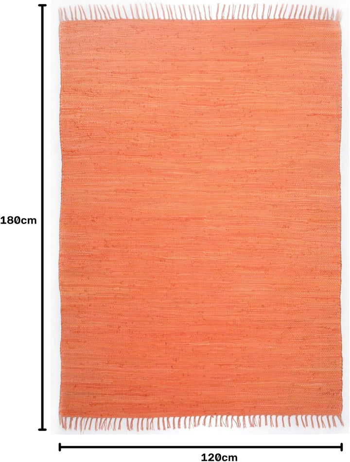 Theko | Dhurry Teppich aus 100% Baumwolle Flachgewebe Teppich Happy Cotton | handgewebt | Farbe: Ter