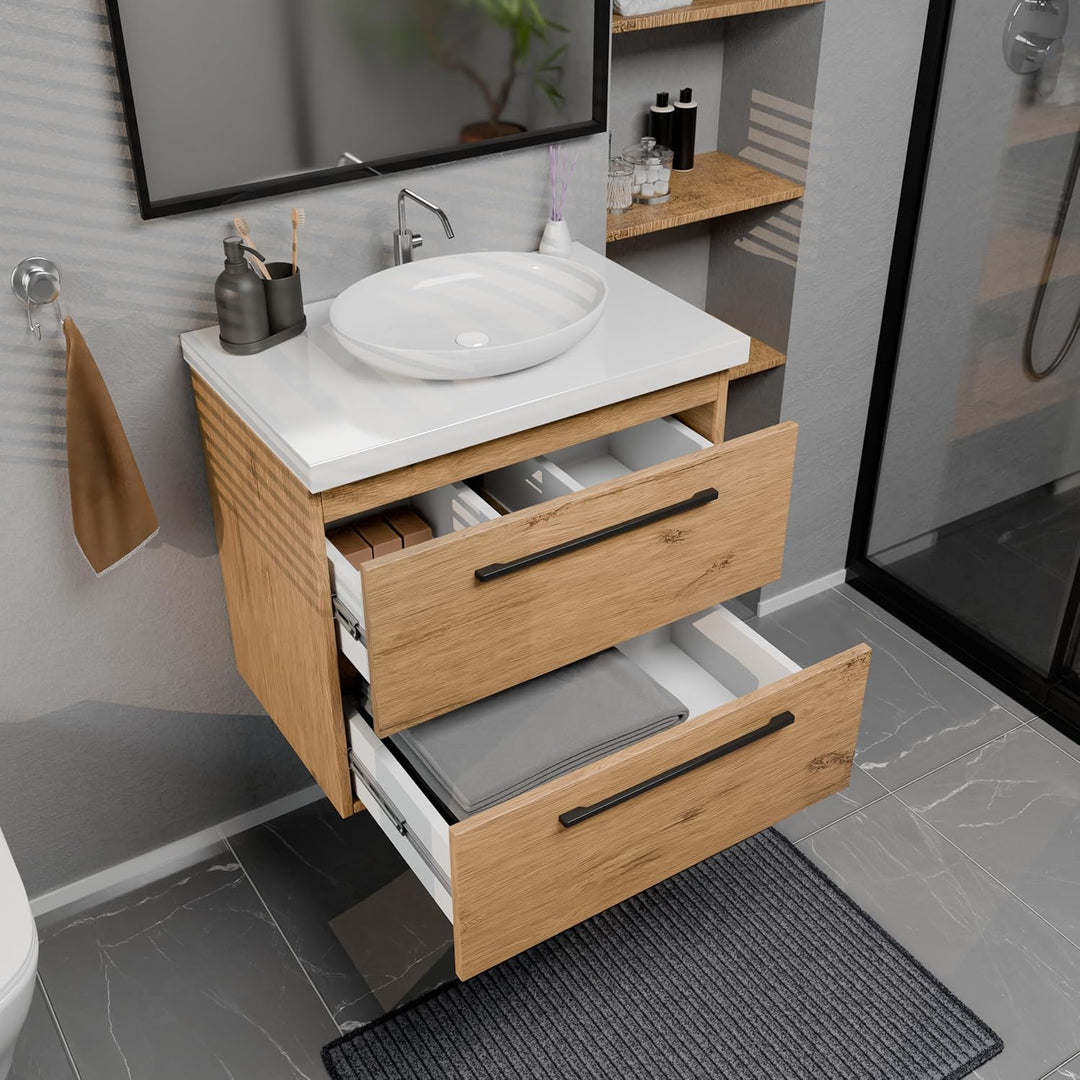paplinskimoebel GIRONA Waschbeckenunterschrank hängend 60 cm breit, Universal Badschrank mit 2 Schub