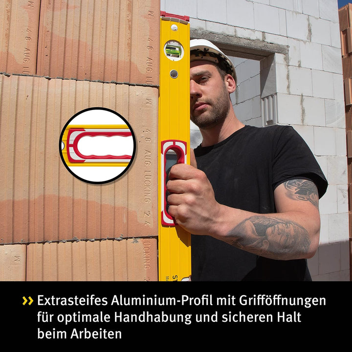 STABILA Wasserwaage Type 196-2, 81 cm, extrasteifes Alu-Profil, 1 Horizontal-Libelle, 2 Vertikal-Lib