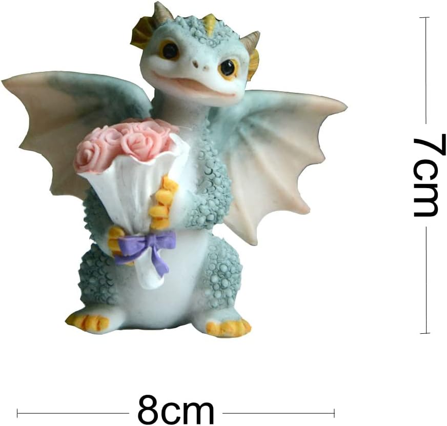 Miniatur Fee Garten Drache Figurine- Aus Meinem Herzen Anwesend Blume Drache, Anwesend Blume Drache