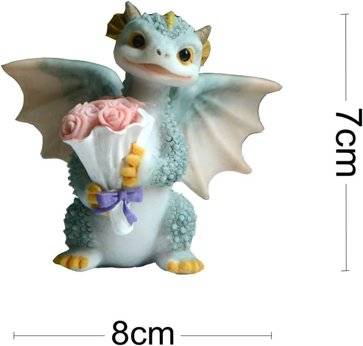 Miniatur Fee Garten Drache Figurine- Aus Meinem Herzen Anwesend Blume Drache, Anwesend Blume Drache