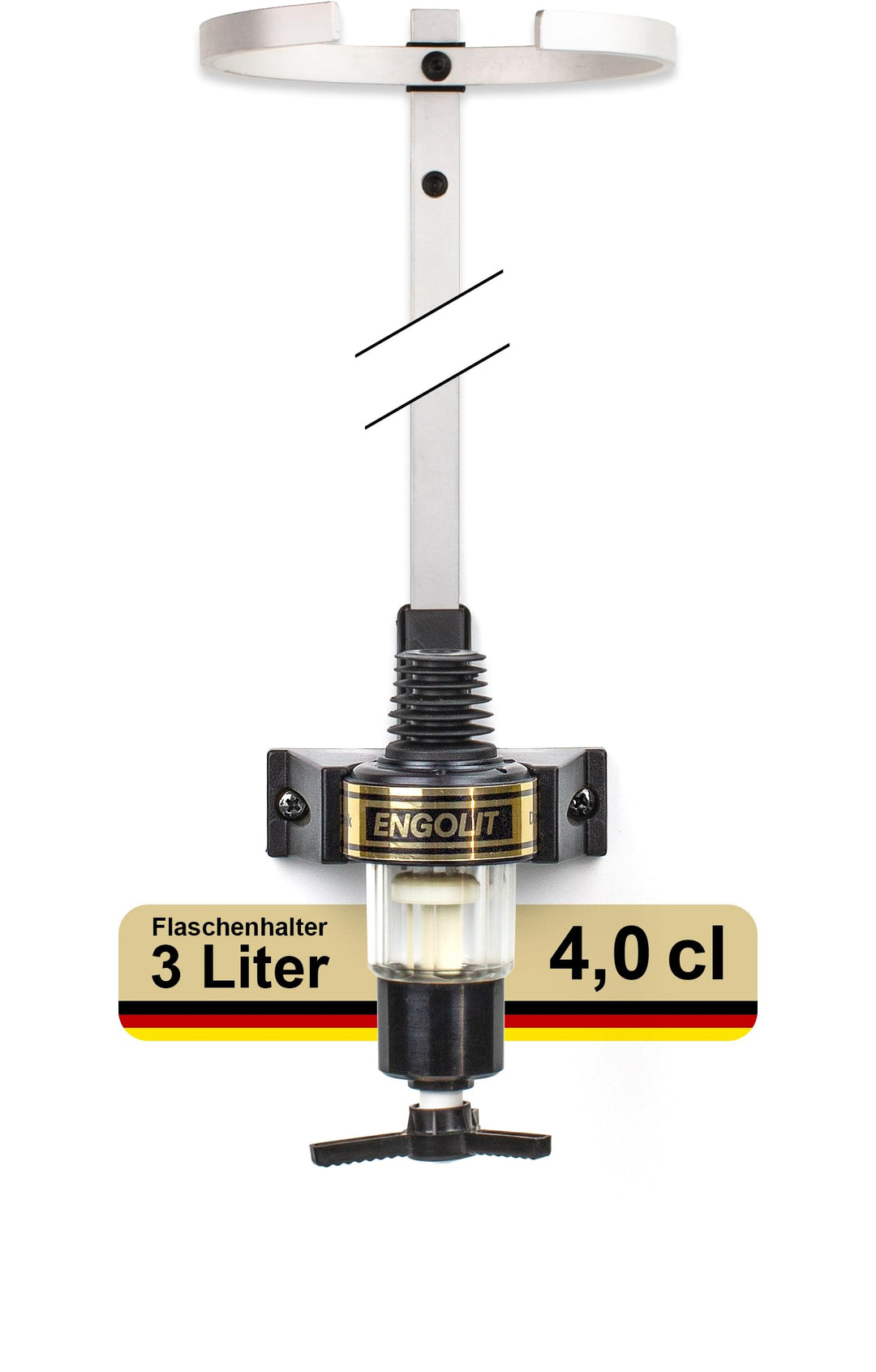 ENGOLIT 3-Liter-Flaschenhalter (inkl. 4,0 cl Drehkreuz-Dosierer) für Lange/grosse Flaschen ab 40 cm