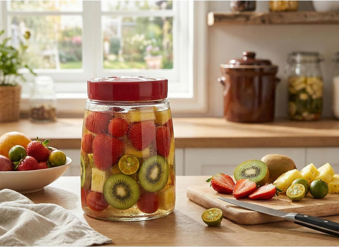Kimchi-Behälter,Gärglas mit doppeltem Entlüftungsventil, fermentiergläser,Airlock-Deckel, Gurkenglas