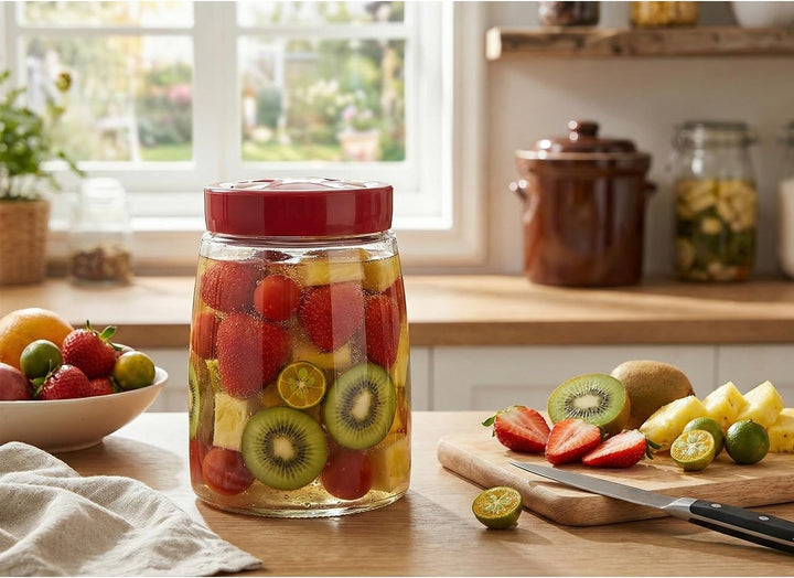 Kimchi-Behälter,Gärglas mit doppeltem Entlüftungsventil, fermentiergläser,Airlock-Deckel, Gurkenglas