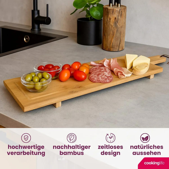 Cookinglife Servierbrett XL - Bambus - 88 x 26 cm, 88 x 26 cm