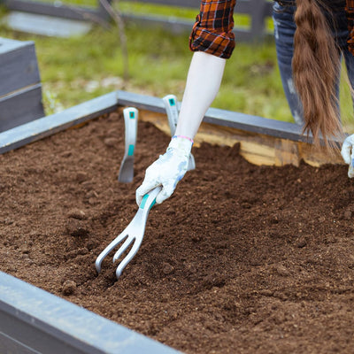 Holtaz Garten Gartengeräte 3er Set - Garten-Werkzeug Set mit Handschippe Blumenrechen Unkrautstriege