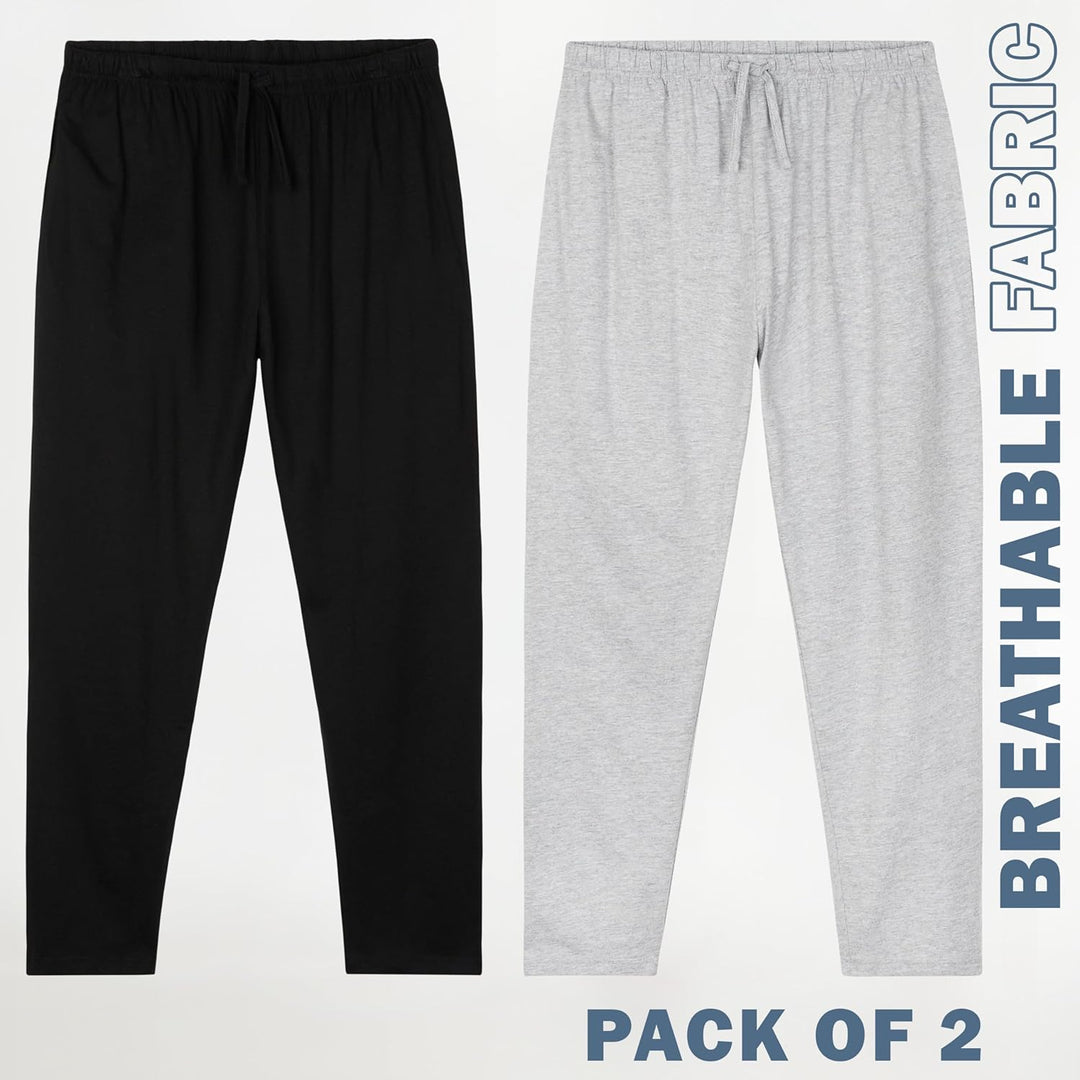 CityComfort Herren Schlafanzughose Lang mit Seitentaschen & elastischem Bund, 2er Pack 4XL Bund mit