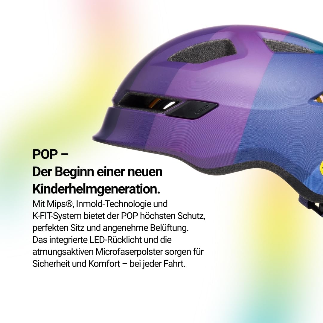 KED Unisex Jugend Pop Fahrradhelm S (48-52cm) Violet, S (48-52cm) Violet