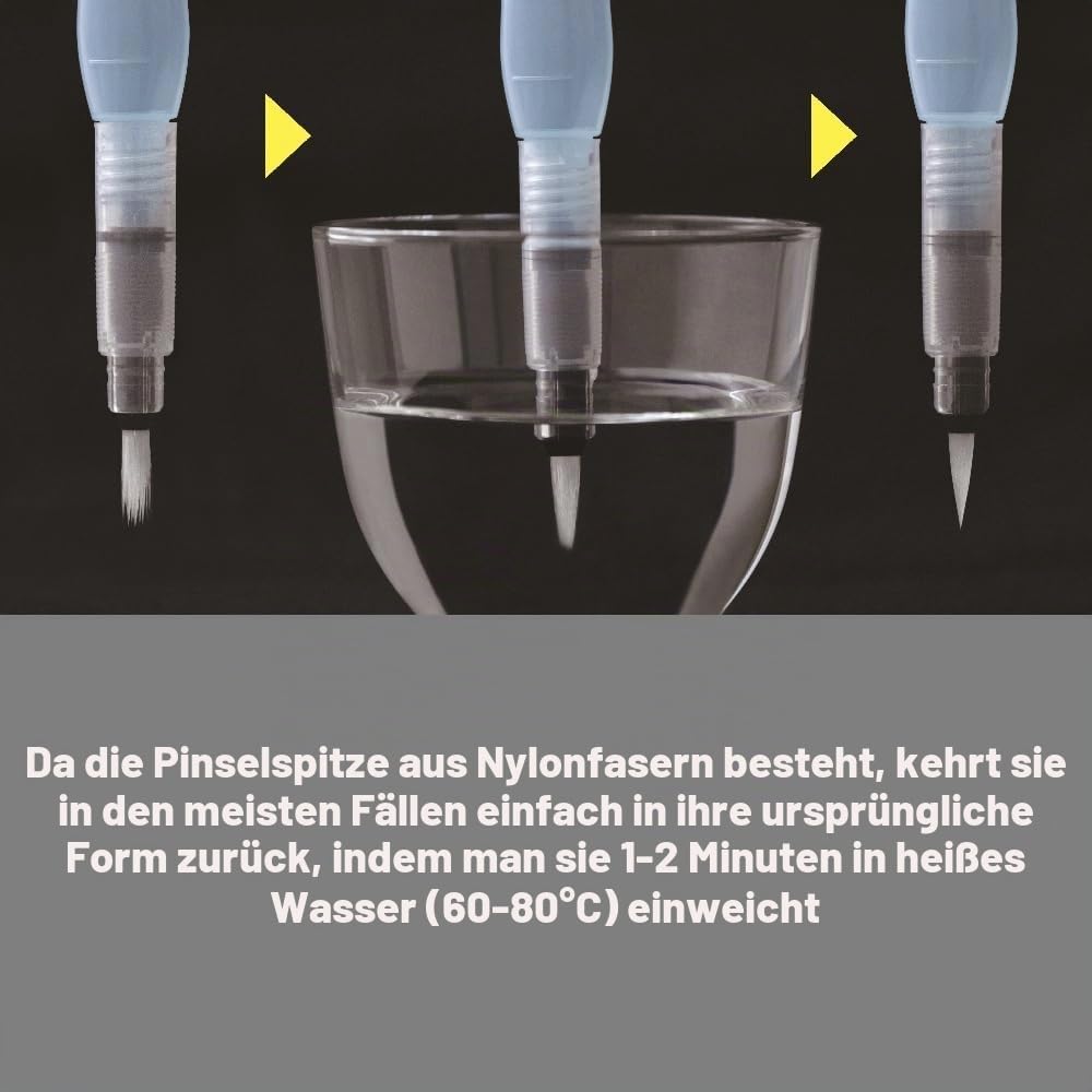 Pentel Aquash Brush FRH, Set mit 3 Pinseln für Wasserbehälter mit feinen, mittelgrossen und grossen