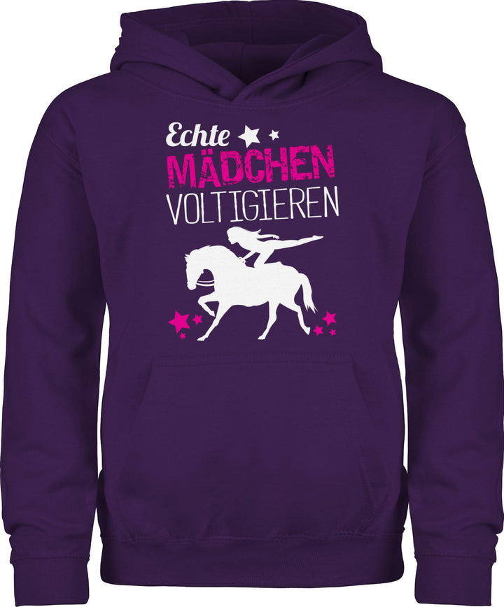Shirtracer - Kinder Hoodie Jungen - Pferd Pferde - Echte Mädchen voltigieren 152 1 Lila, 152 1 Lila