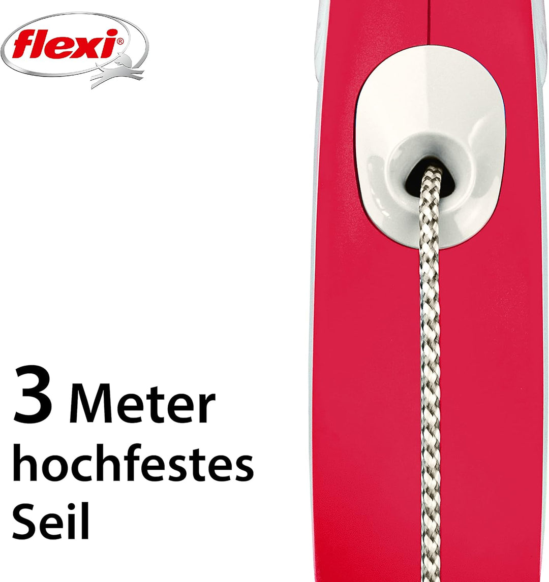 flexi Hundeleine, ausziehbar, mit weichem Griff, 3 m / 5 m / 8 m / 8 m / 8-20 kg, rot