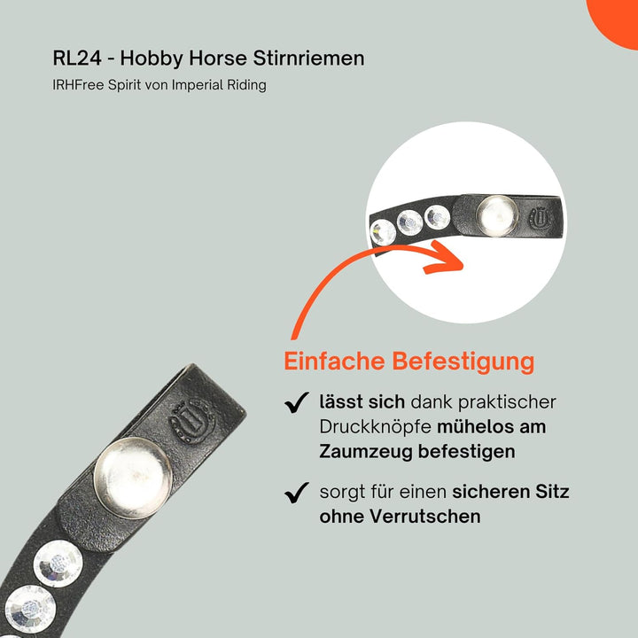 RL24 - Hobby Horse Stirnriemen IRHFree Spirit von Imperial Riding – Steckenpferd Stirnband aus Leder