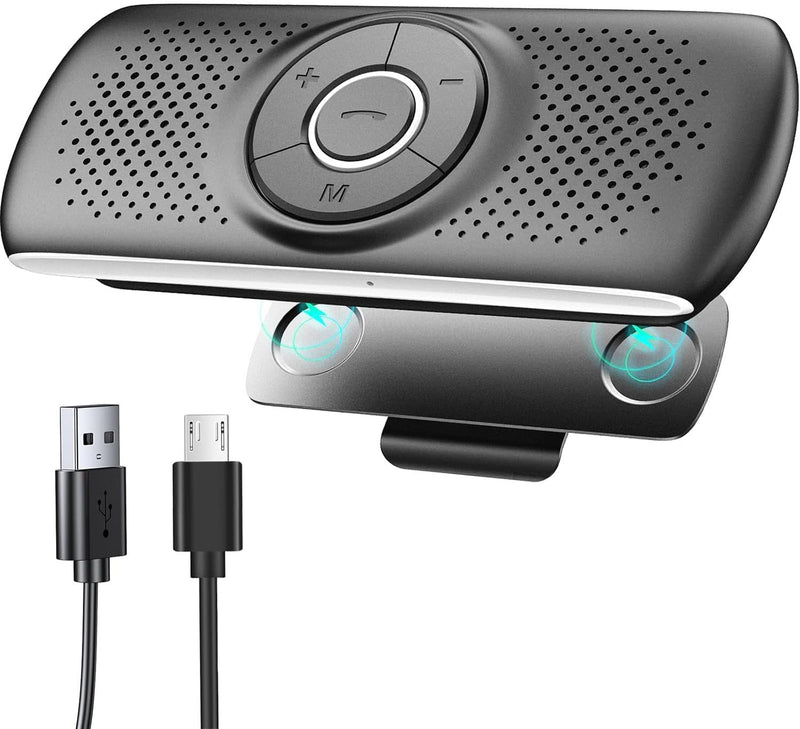 Freisprecheinrichtung für Auto Bluetooth 5.0 mit Clip, TF-Kartenslot, integriertes Mikrofon, Unterst