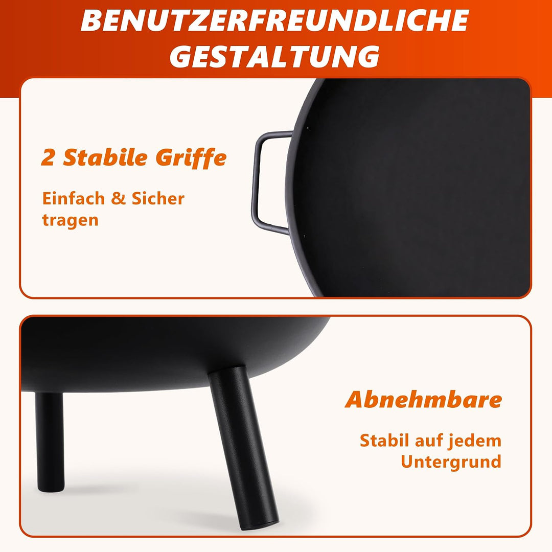 Feuerschale Feuerschalen für den Garten - Feuerstelle Ø 58 cm mit 43 cm Schürhaken - Feuerkorb mit 2