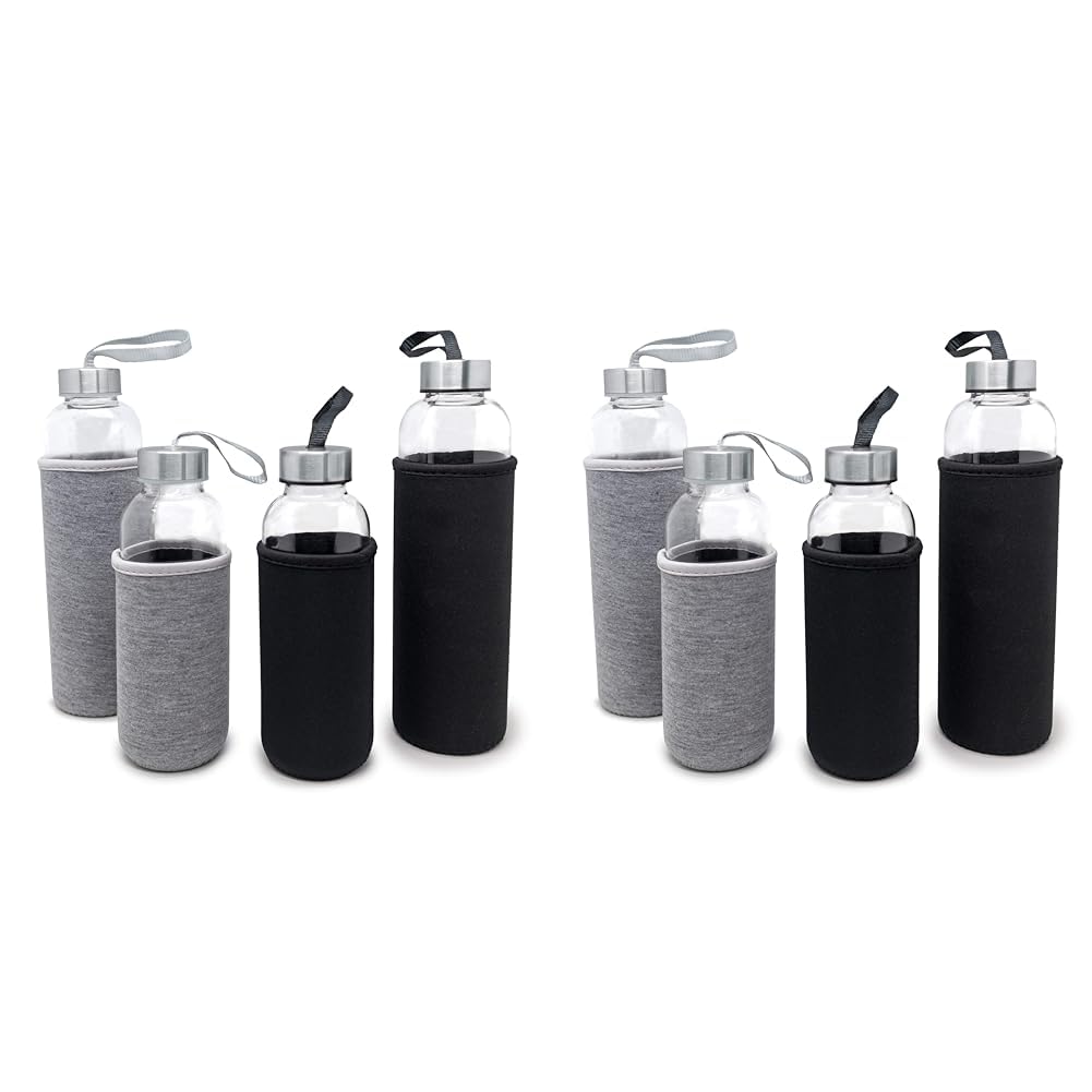 NERTHUS Fih Glasflasche Hülle, Neopren 400 Ml Grau (Packung mit 2)