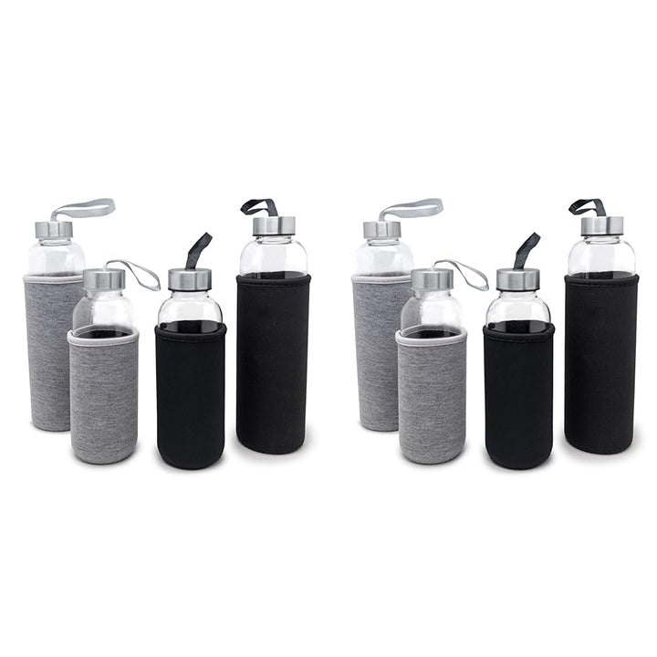 NERTHUS Fih Glasflasche Hülle, Neopren 400 Ml Grau (Packung mit 2)