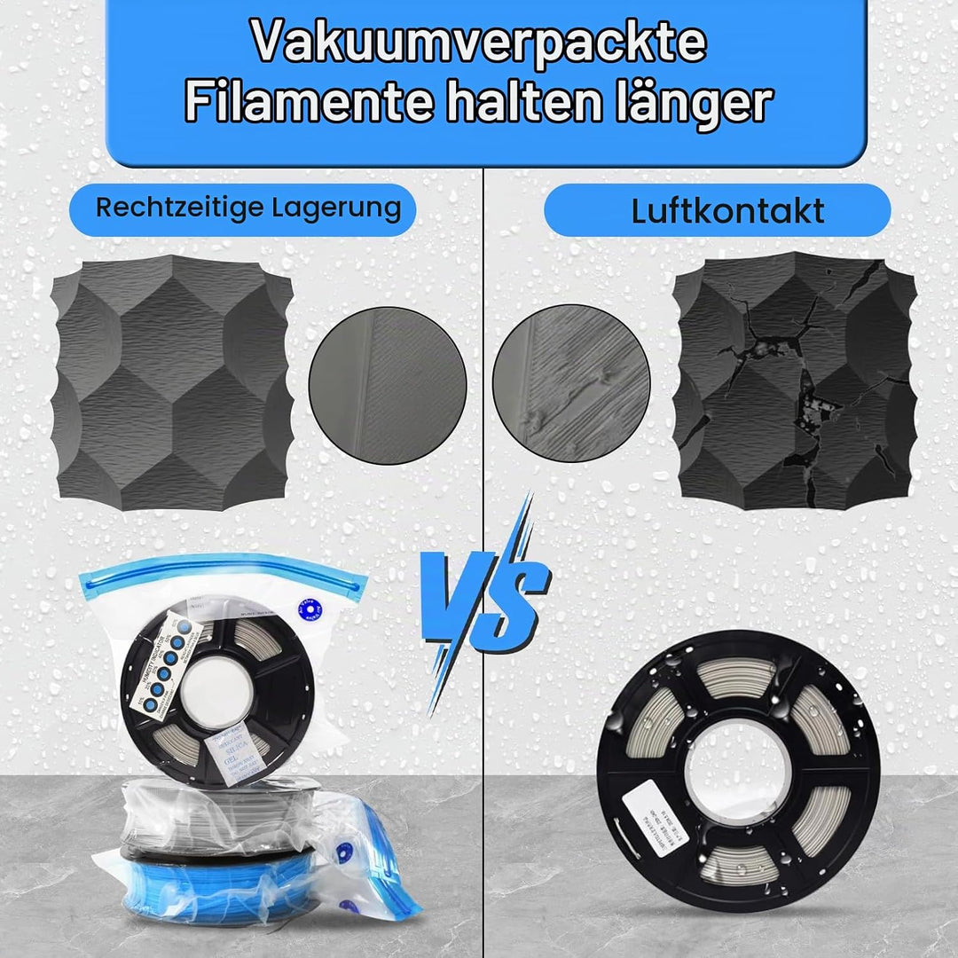 Vakuum Aufbewahrung Set für 3D Druck Filamente, USB Vakuumpumpe mit 20 Stück wiederverwendbare Vakuu