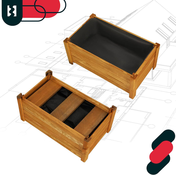 KOTARBAU® Blumenkasten - 58 x 34 x 25 cm - Pflanzkasten mit Vlies - Pflanzkübel gross aussen - Balko